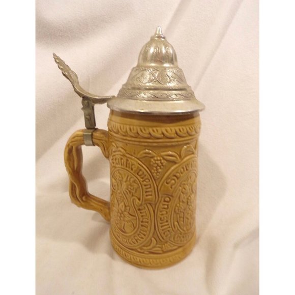 Vintage German Style Ceramic Beer Stein with Lid - Picture 2 of 7